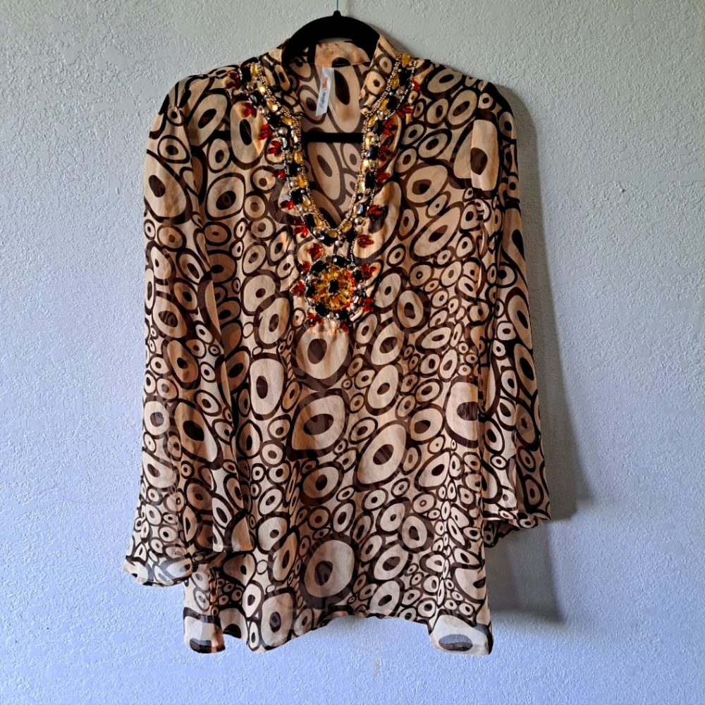 Chic Circular Patterned Women's Tunic - image 1